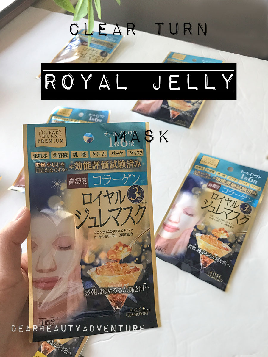 Kose CLEAR TURN Premium Royal Jelly Mask Review Collagen